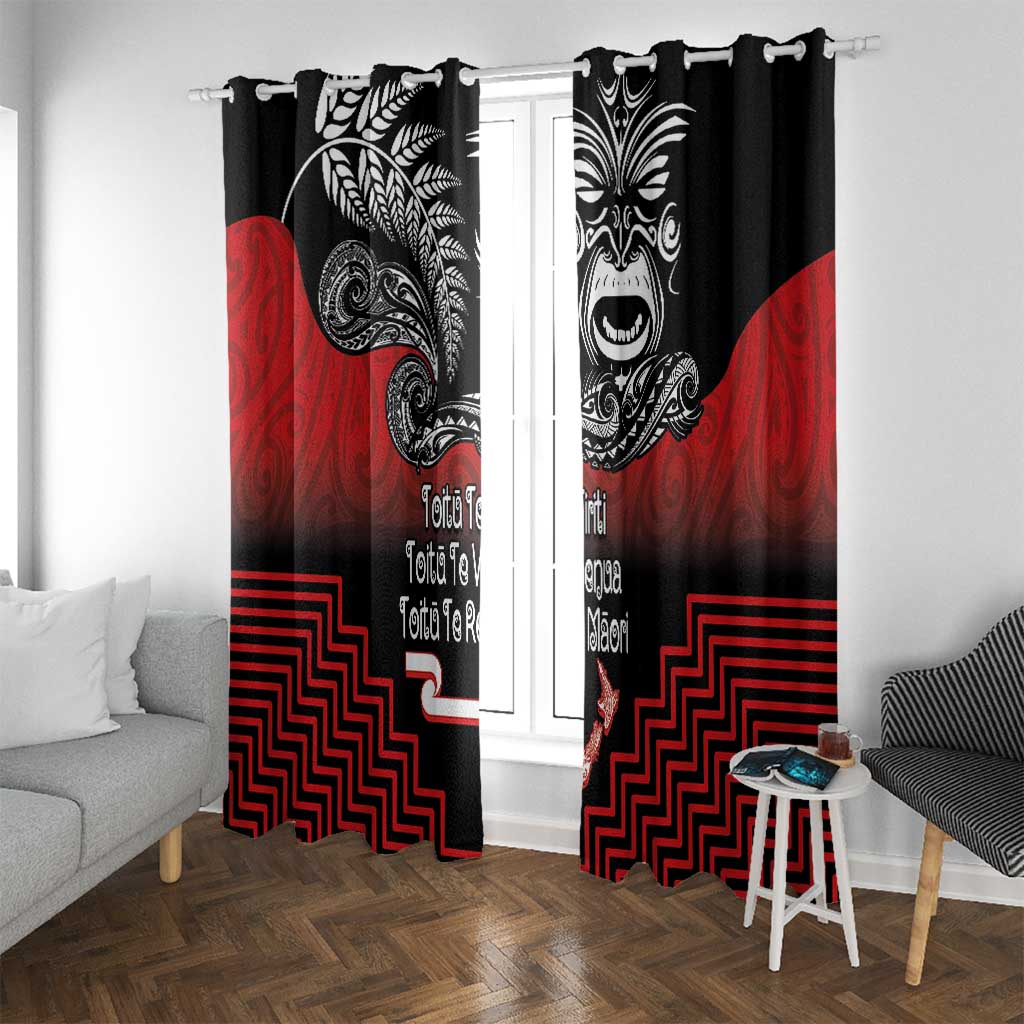 Aotearoa Toitu Te Tiriti Window Curtain New Zealand Honour the Treaty - Fight Together LT03 With Grommets Red - Polynesian Pride