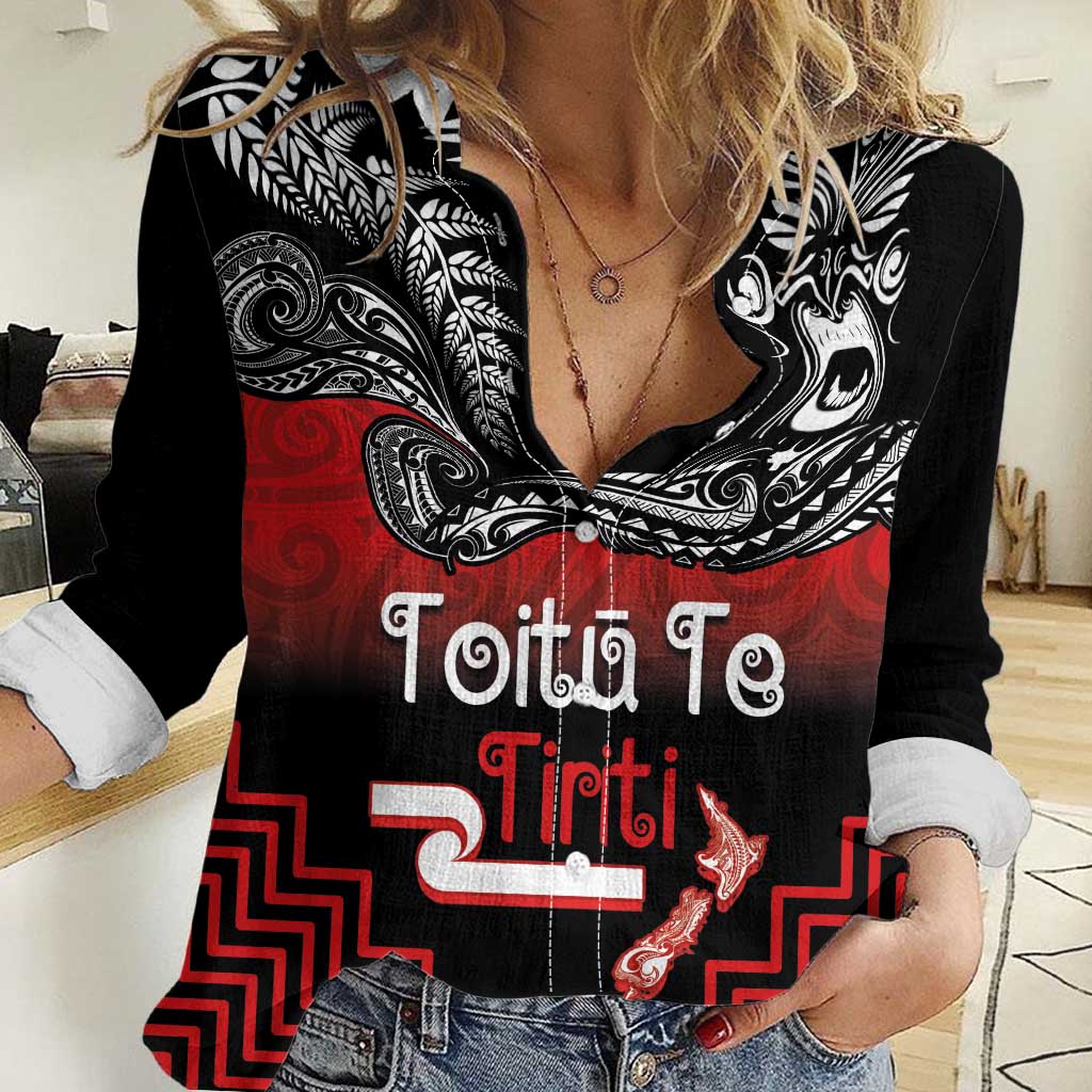 Aotearoa Toitu Te Tiriti Women Casual Shirt New Zealand Honour the Treaty - Fight Together