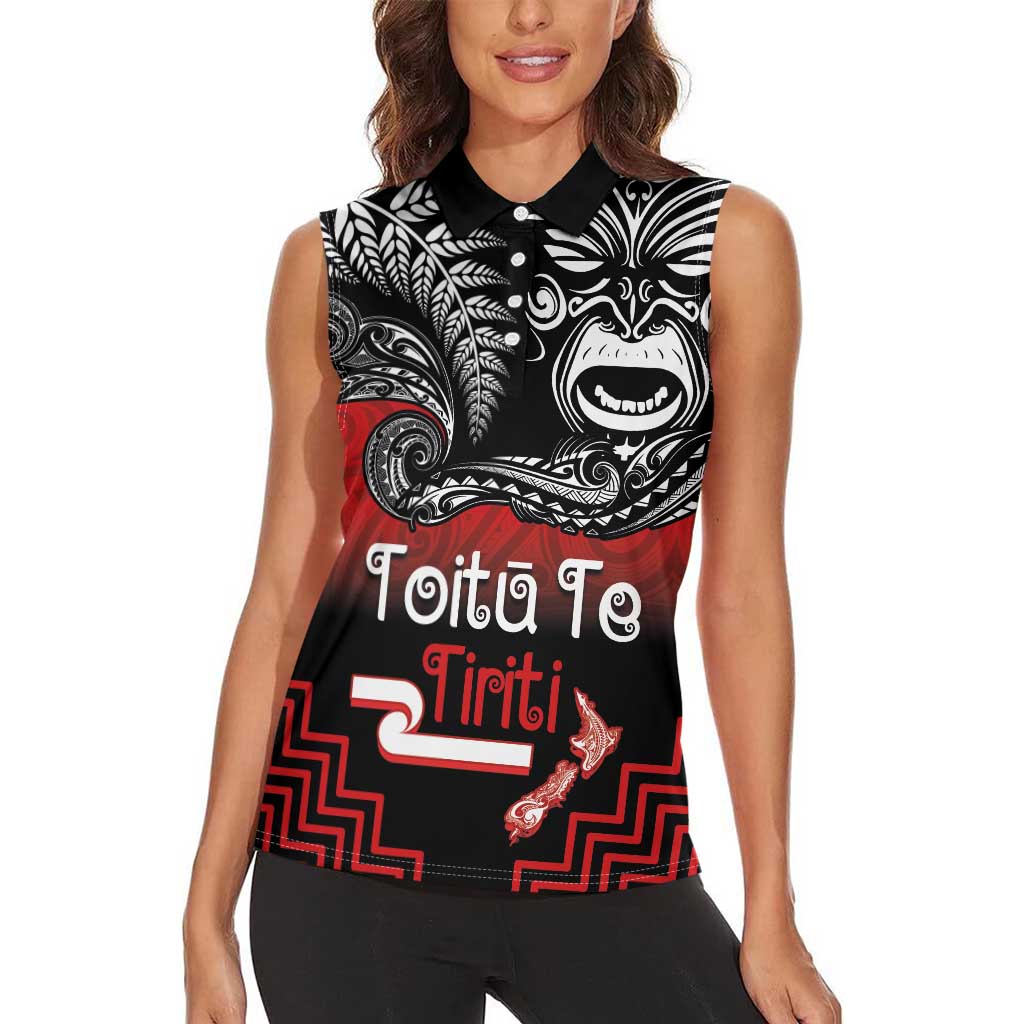 Aotearoa Toitu Te Tiriti Women Sleeveless Polo Shirt New Zealand Honour the Treaty - Fight Together LT03 - Polynesian Pride