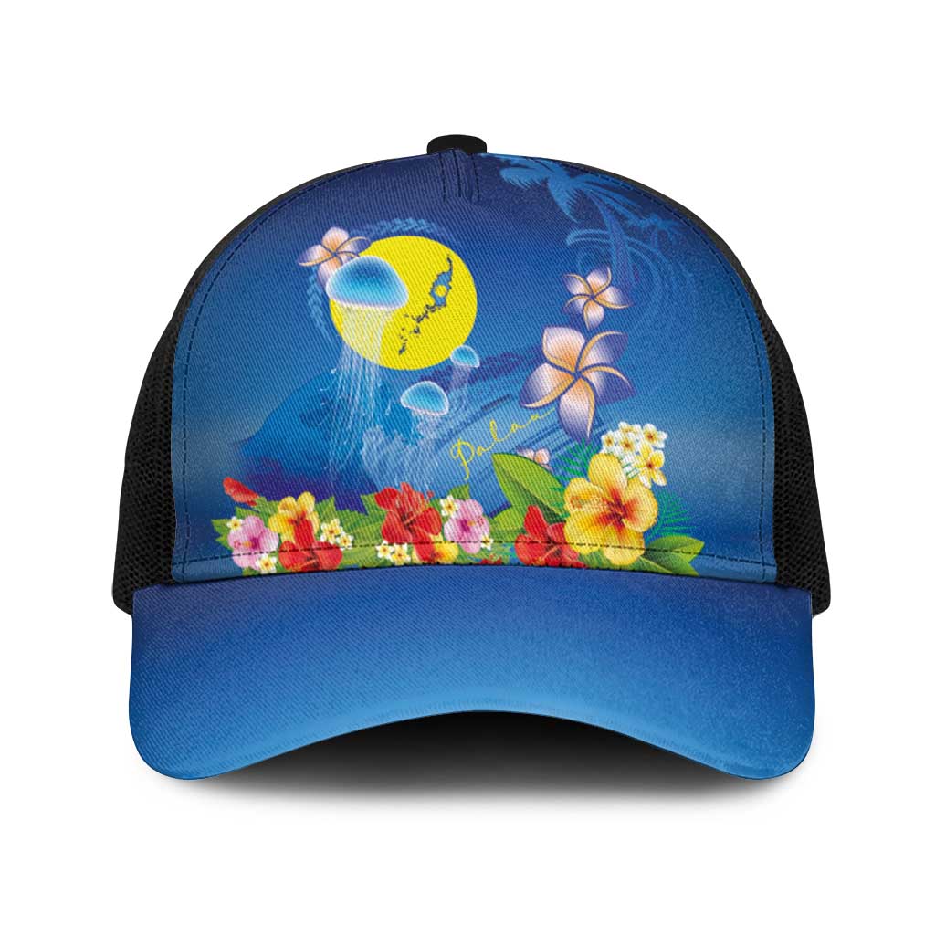 Palau Jellyfish Baseball Net Cap Ocean Heritage Tropical Plants - Polynesian Pride