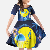 Palau Jellyfish Family Matching Long Sleeve Bodycon Dress and Hawaiian Shirt Ocean Heritage Tropical Plants - Polynesian Pride