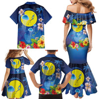 Palau Jellyfish Family Matching Mermaid Dress and Hawaiian Shirt Ocean Heritage Tropical Plants LT03 - Polynesian Pride