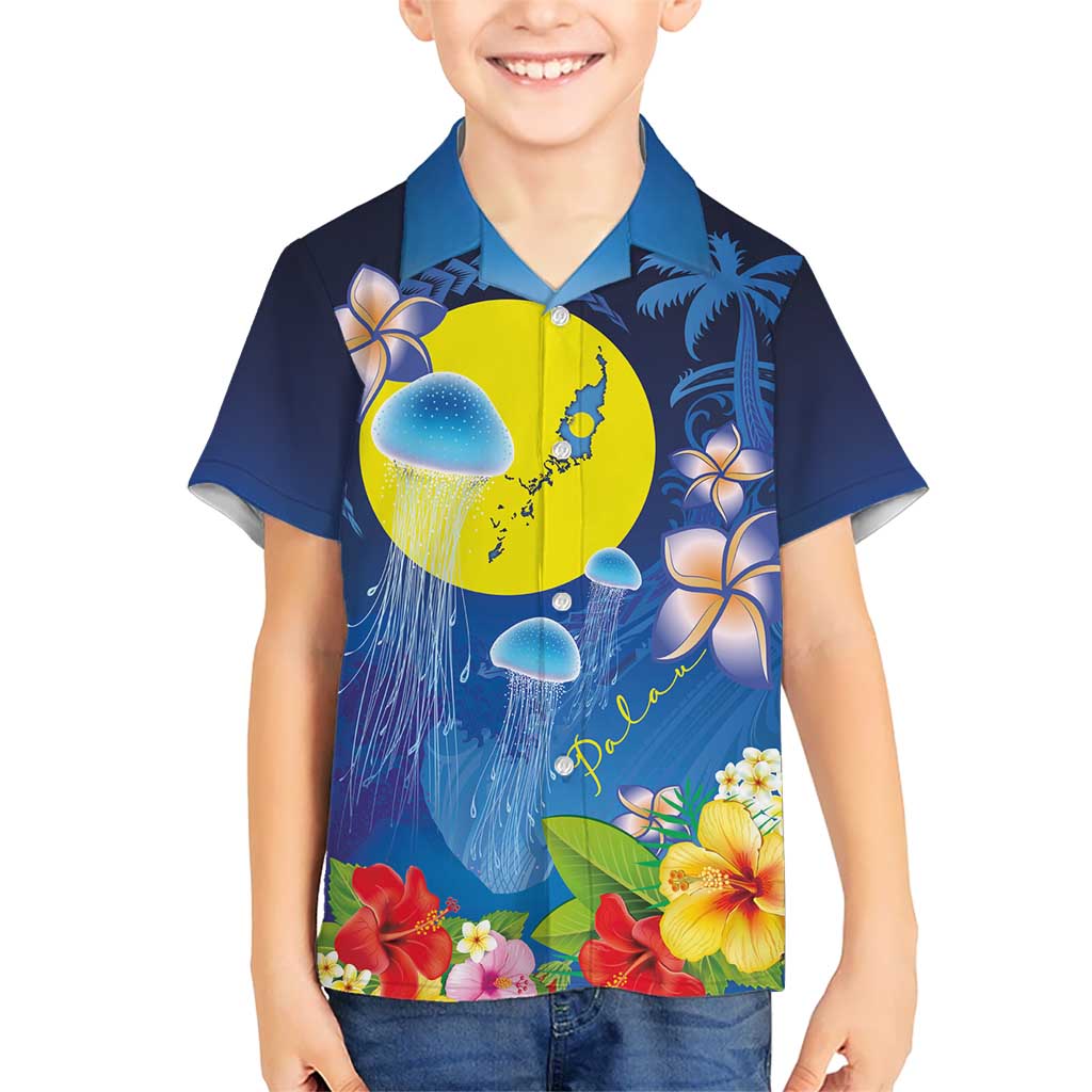 Palau Jellyfish Kid Hawaiian Shirt Ocean Heritage Tropical Plants - Polynesian Pride