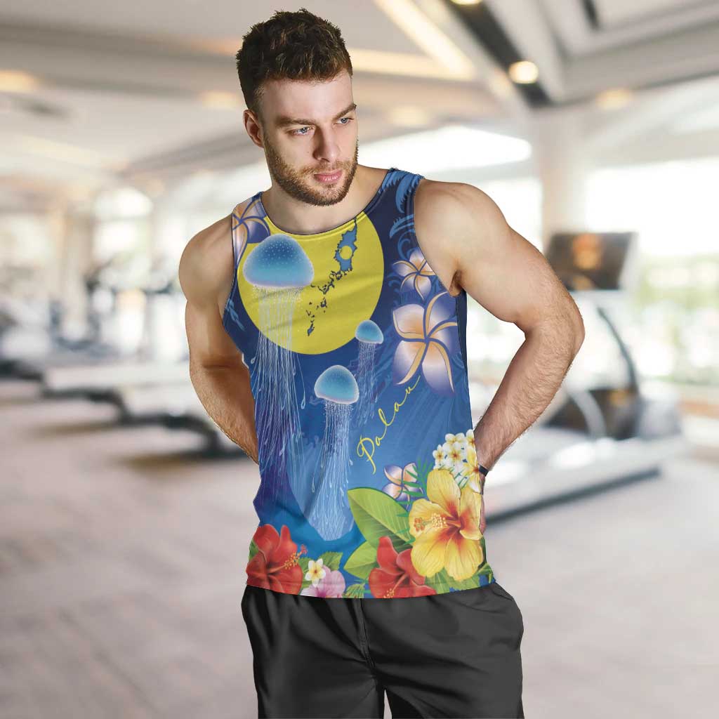 Palau Jellyfish Men Tank Top Ocean Heritage Tropical Plants - Polynesian Pride