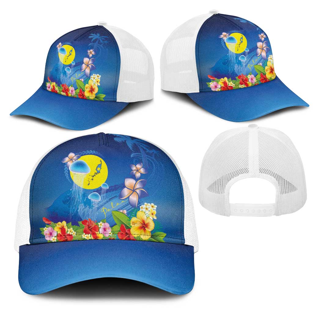 Palau Jellyfish Mesh Trucker Cap Ocean Heritage Tropical Plants - Polynesian Pride