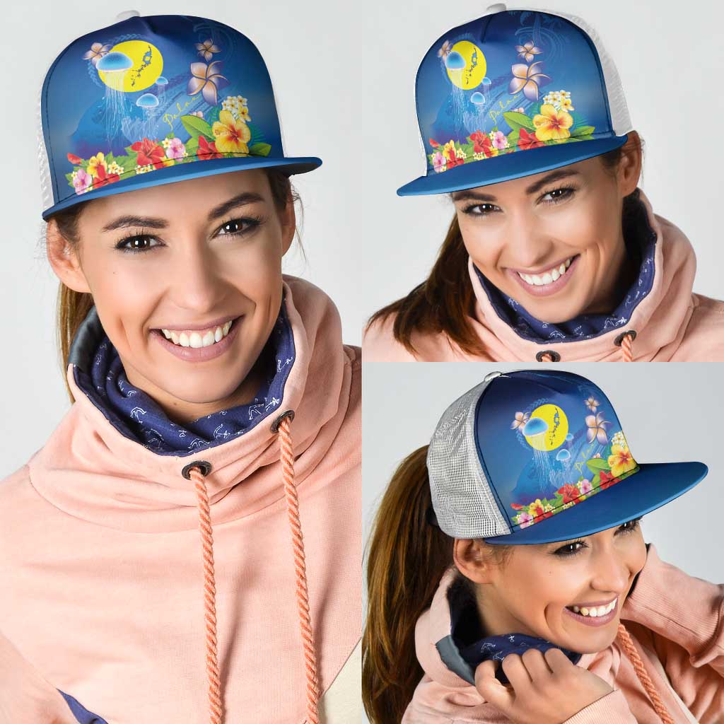 Palau Jellyfish Mesh Trucker Cap Ocean Heritage Tropical Plants - Polynesian Pride
