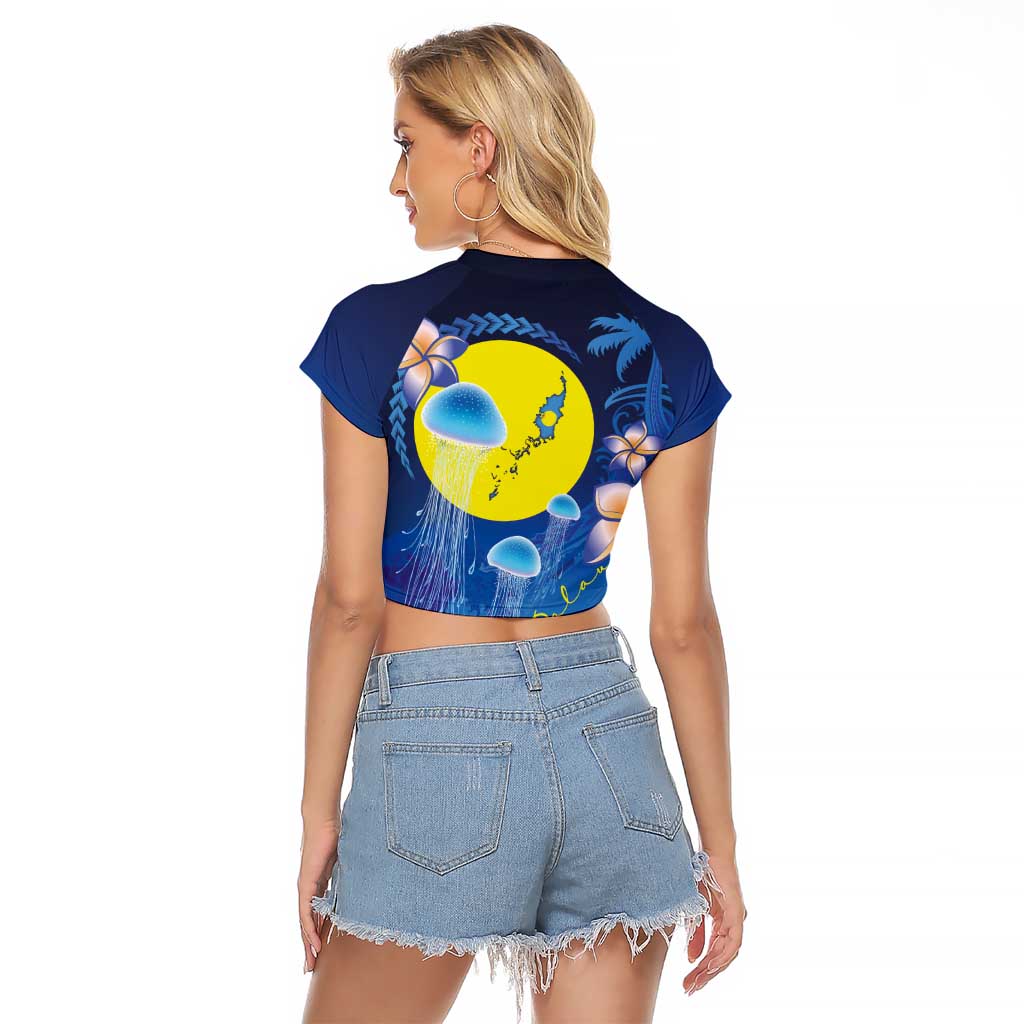 Palau Jellyfish Raglan Cropped T Shirt Ocean Heritage Tropical Plants - Polynesian Pride