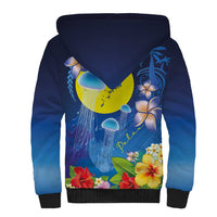 Palau Jellyfish Sherpa Hoodie Ocean Heritage Tropical Plants - Polynesian Pride