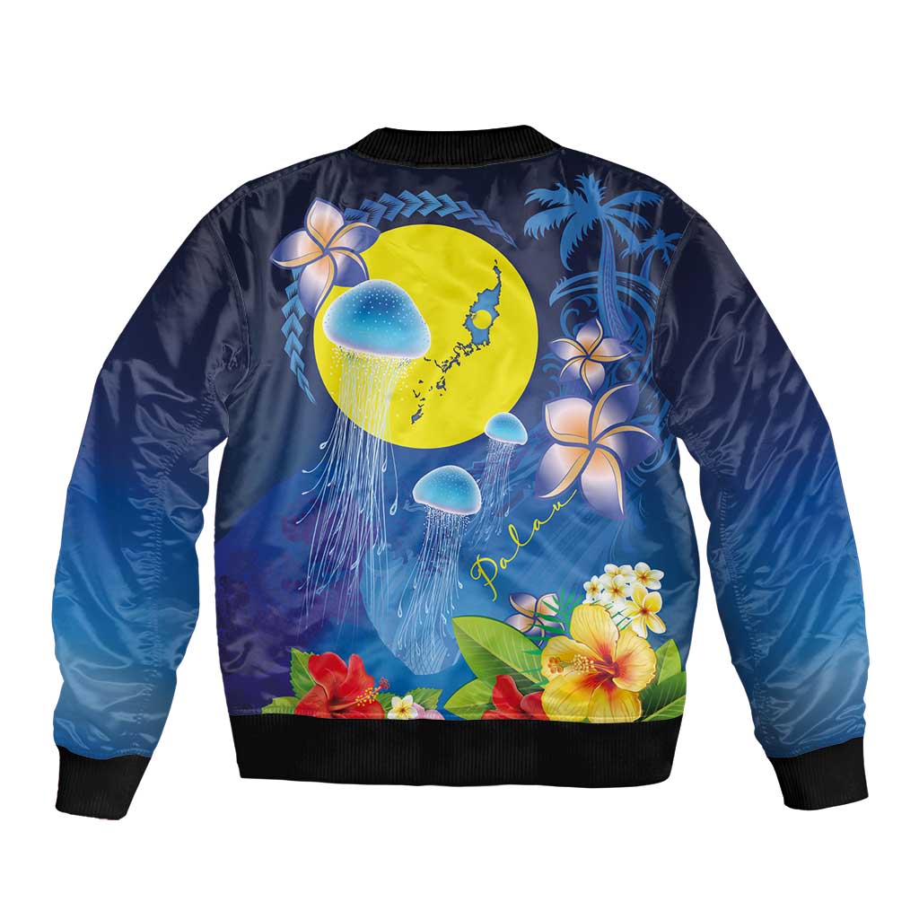 Palau Jellyfish Sleeve Zip Bomber Jacket Ocean Heritage Tropical Plants LT03 - Polynesian Pride