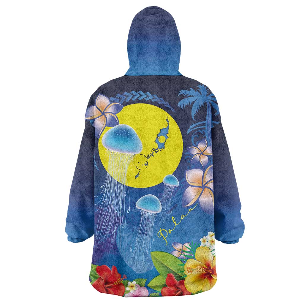 Palau Jellyfish Wearable Blanket Hoodie Ocean Heritage Tropical Plants - Polynesian Pride