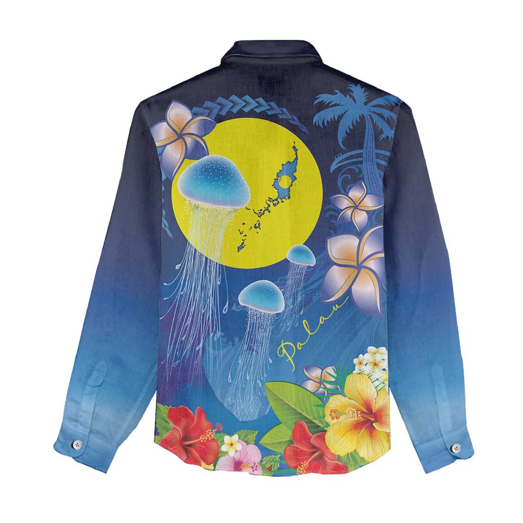 Palau Jellyfish Women Casual Shirt Ocean Heritage Tropical Plants - Polynesian Pride