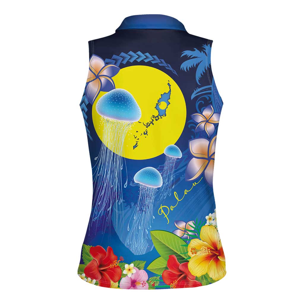 Palau Jellyfish Women Sleeveless Polo Shirt Ocean Heritage Tropical Plants LT03 - Polynesian Pride