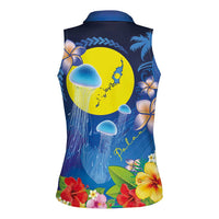 Palau Jellyfish Women Sleeveless Polo Shirt Ocean Heritage Tropical Plants LT03 - Polynesian Pride