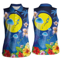 Palau Jellyfish Women Sleeveless Polo Shirt Ocean Heritage Tropical Plants LT03 - Polynesian Pride