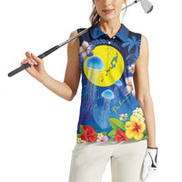 Palau Jellyfish Women Sleeveless Polo Shirt Ocean Heritage Tropical Plants LT03 - Polynesian Pride