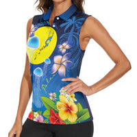 Palau Jellyfish Women Sleeveless Polo Shirt Ocean Heritage Tropical Plants LT03 - Polynesian Pride
