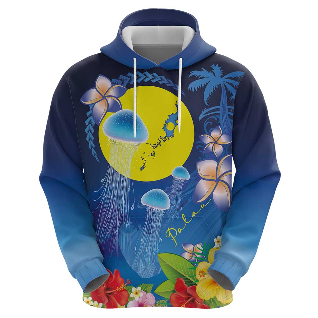 Palau Jellyfish Zip Hoodie Ocean Heritage Tropical Plants - Polynesian Pride