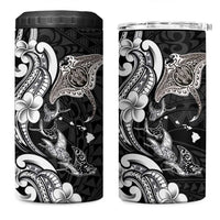 Hawaiian Manta Rays 4 in 1 Can Cooler Tumbler Tribal Hibiscus Polynesian Tattoos Black Color LT03 One Size: 16 oz Black - Polynesian Pride