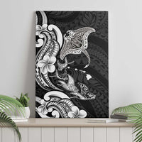 Hawaiian Manta Rays Canvas Wall Art Tribal Hibiscus Polynesian Tattoos Black Color LT03 - Polynesian Pride