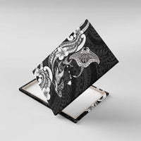 Hawaiian Manta Rays Canvas Wall Art Tribal Hibiscus Polynesian Tattoos Black Color LT03 With Frame Black - Polynesian Pride