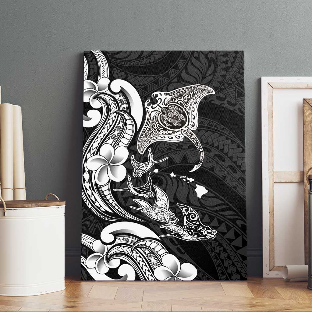 Hawaiian Manta Rays Canvas Wall Art Tribal Hibiscus Polynesian Tattoos Black Color LT03 - Polynesian Pride