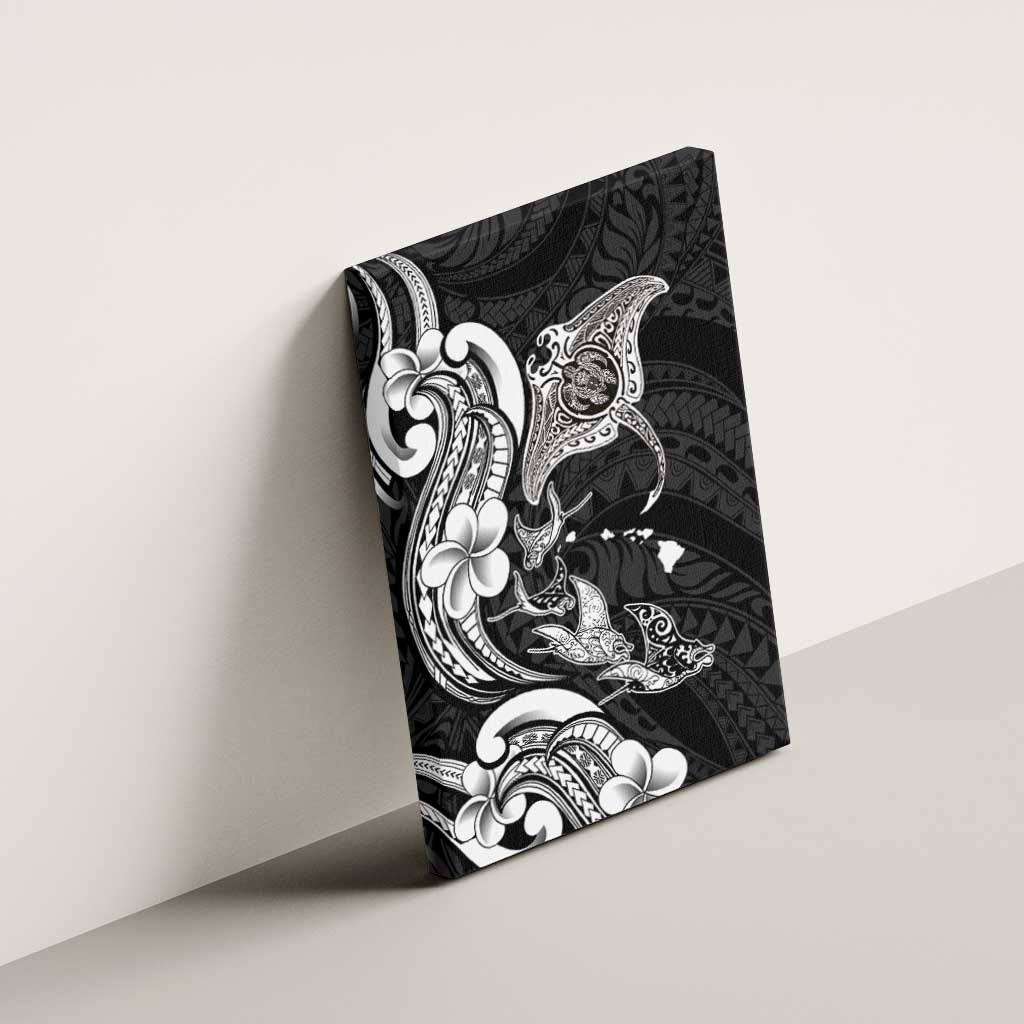 Hawaiian Manta Rays Canvas Wall Art Tribal Hibiscus Polynesian Tattoos Black Color LT03 - Polynesian Pride