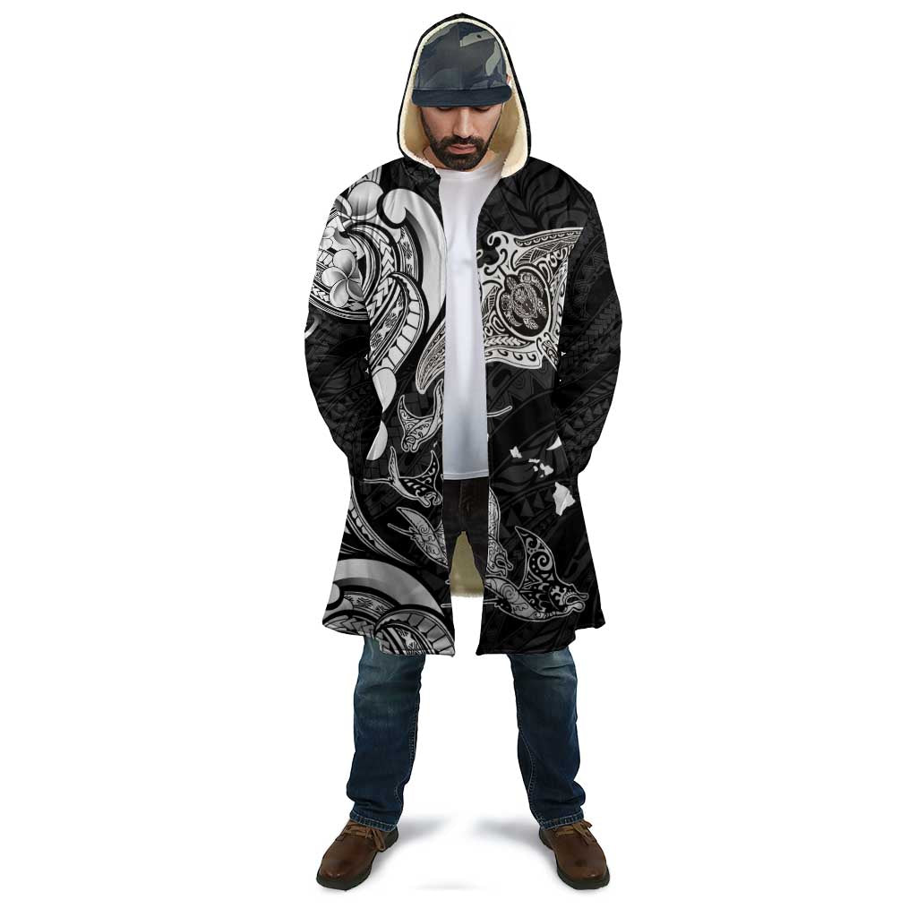 Hawaiian Manta Rays Cloak Tribal Hibiscus Polynesian Tattoos Black Color - Polynesian Pride