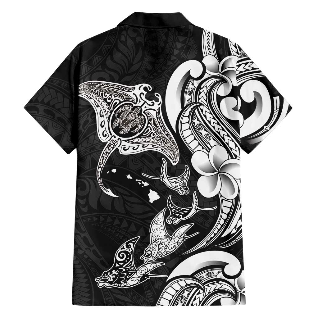 Hawaiian Manta Rays Family Matching Summer Maxi Dress and Hawaiian Shirt Tribal Hibiscus Polynesian Tattoos Black Color LT03 - Polynesian Pride