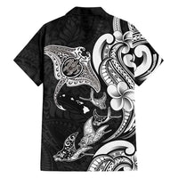 Hawaiian Manta Rays Family Matching Tank Maxi Dress and Hawaiian Shirt Tribal Hibiscus Polynesian Tattoos Black Color LT03 - Polynesian Pride