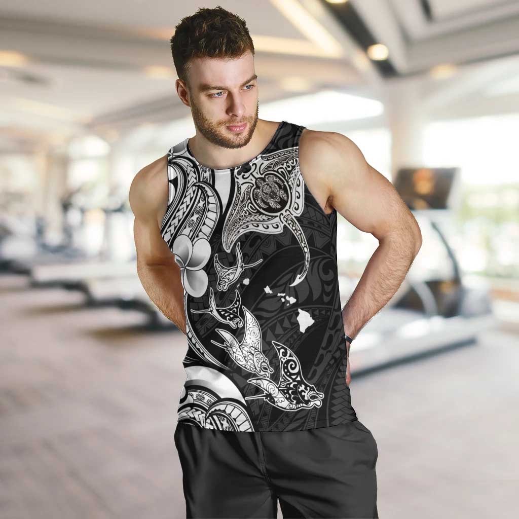 Hawaiian Manta Rays Men Tank Top Tribal Hibiscus Polynesian Tattoos Black Color LT03 Black - Polynesian Pride