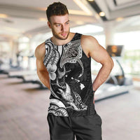 Hawaiian Manta Rays Men Tank Top Tribal Hibiscus Polynesian Tattoos Black Color LT03 Black - Polynesian Pride