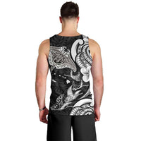 Hawaiian Manta Rays Men Tank Top Tribal Hibiscus Polynesian Tattoos Black Color LT03 - Polynesian Pride
