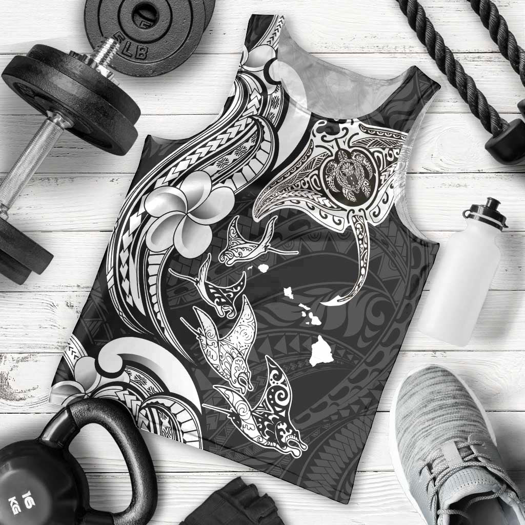 Hawaiian Manta Rays Men Tank Top Tribal Hibiscus Polynesian Tattoos Black Color LT03 - Polynesian Pride
