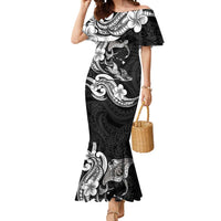 Hawaiian Manta Rays Mermaid Dress Tribal Hibiscus Polynesian Tattoos Black Color LT03 Women Black - Polynesian Pride