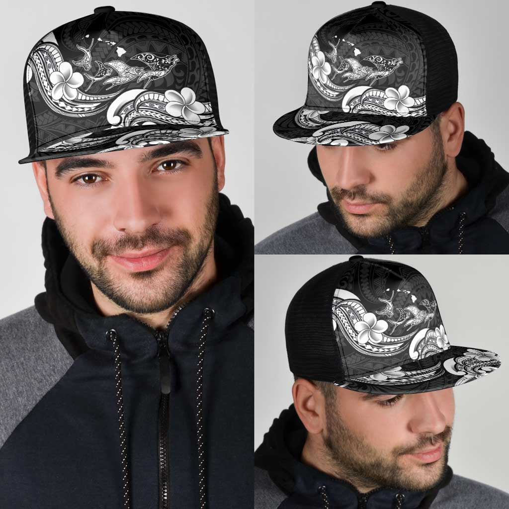 Hawaiian Manta Rays Mesh Trucker Cap Tribal Hibiscus Polynesian Tattoos Black Color - Polynesian Pride