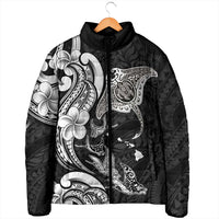 Hawaiian Manta Rays Padded Jacket Tribal Hibiscus Polynesian Tattoos Black Color LT03 - Polynesian Pride