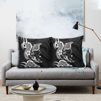 Hawaiian Manta Rays Pillow Cover Tribal Hibiscus Polynesian Tattoos Black Color LT03 - Polynesian Pride