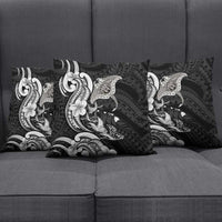 Hawaiian Manta Rays Pillow Cover Tribal Hibiscus Polynesian Tattoos Black Color LT03 - Polynesian Pride