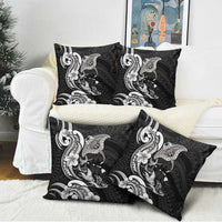 Hawaiian Manta Rays Pillow Cover Tribal Hibiscus Polynesian Tattoos Black Color LT03 - Polynesian Pride