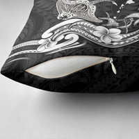 Hawaiian Manta Rays Pillow Cover Tribal Hibiscus Polynesian Tattoos Black Color LT03 - Polynesian Pride