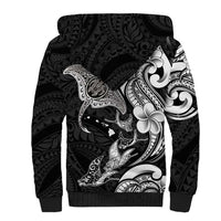 Hawaiian Manta Rays Sherpa Hoodie Tribal Hibiscus Polynesian Tattoos Black Color LT03 - Polynesian Pride