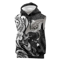 Hawaiian Manta Rays Sleeveless Hoodie Tribal Hibiscus Polynesian Tattoos Black Color LT03 Black - Polynesian Pride