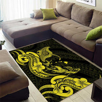 Hawaiian Manta Rays Area Rug Tribal Hibiscus Polynesian Tattoos Yellow Color LT03 - Polynesian Pride
