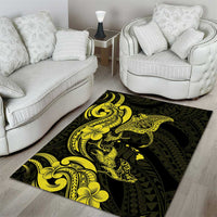 Hawaiian Manta Rays Area Rug Tribal Hibiscus Polynesian Tattoos Yellow Color LT03 - Polynesian Pride