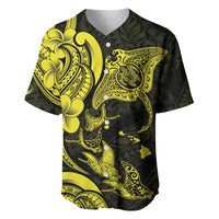 Hawaiian Manta Rays Baseball Jersey Tribal Hibiscus Polynesian Tattoos Yellow Color LT03 Yellow - Polynesian Pride