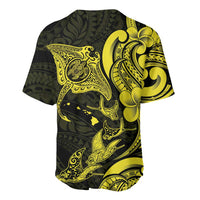 Hawaiian Manta Rays Baseball Jersey Tribal Hibiscus Polynesian Tattoos Yellow Color LT03 - Polynesian Pride