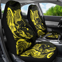 Hawaiian Manta Rays Car Seat Cover Tribal Hibiscus Polynesian Tattoos Yellow Color LT03 - Polynesian Pride