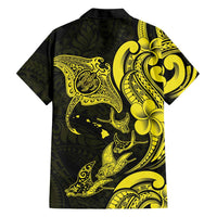 Hawaiian Manta Rays Family Matching Puletasi and Hawaiian Shirt Tribal Hibiscus Polynesian Tattoos Yellow Color LT03 - Polynesian Pride