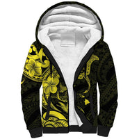 Hawaiian Manta Rays Sherpa Hoodie Tribal Hibiscus Polynesian Tattoos Yellow Color LT03 Unisex Yellow - Polynesian Pride