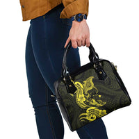 Hawaiian Manta Rays Shoulder Handbag Tribal Hibiscus Polynesian Tattoos Yellow Color LT03 - Polynesian Pride